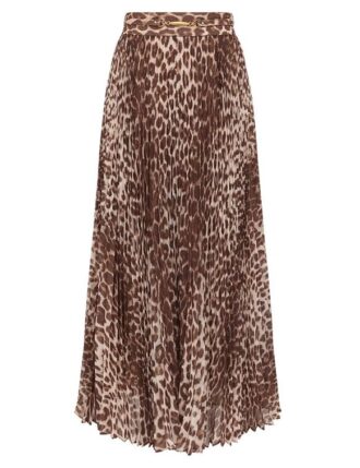 Sunray Pleated Skirt Leopard Online