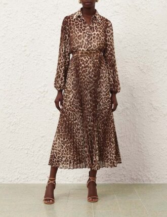 Sunray Pleated Skirt Leopard Online