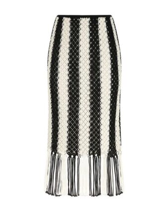 Wanderlust Macrame Maxi Skirt Black/Ivory Online